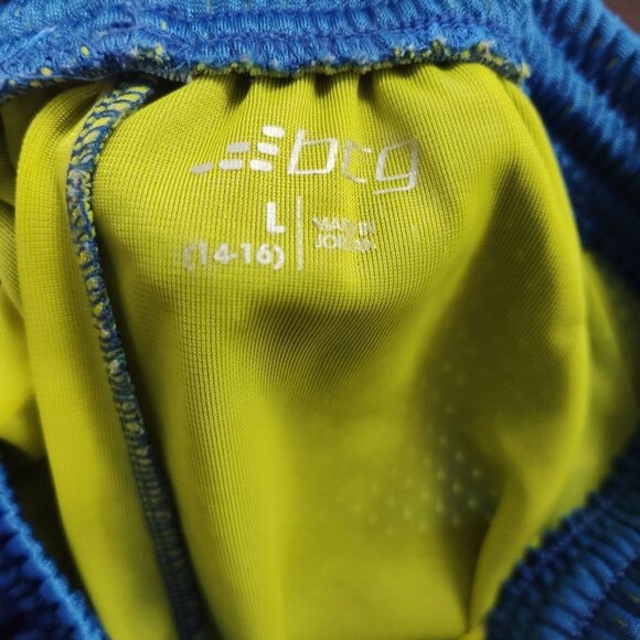 BCG Blue Green Mesh Athletic Shorts Youth Boys L 14 16 Drawstring Elastic Waist - Picture 4 of 6